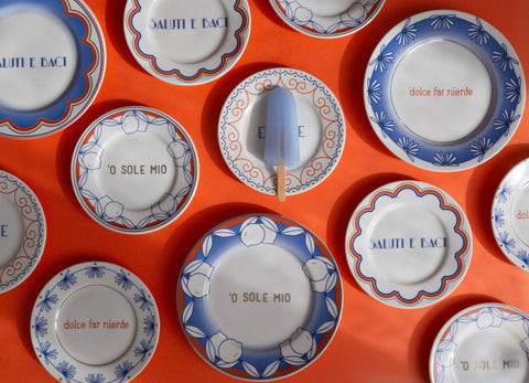 'O SOLE MIO BIG - Porcelain plate with writing