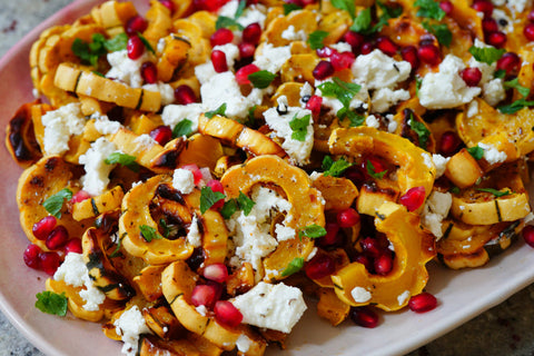 Roasted Delicata Squash with Pomegranate Molasses and Fresh Sage
