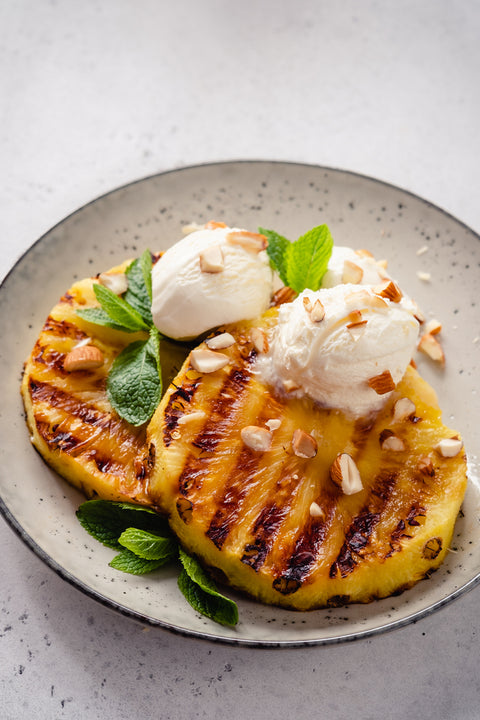 Caribbean Kitchen: Jerk Chicken, Sweet Plantains, Mango Salsa and Rum Roasted Pineapple Flambe