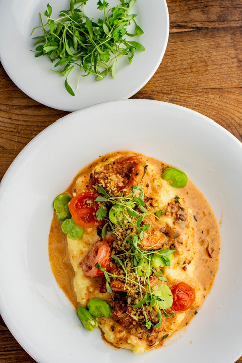 Shrimp & Grits, Greens, Biscuits & Bananas Foster