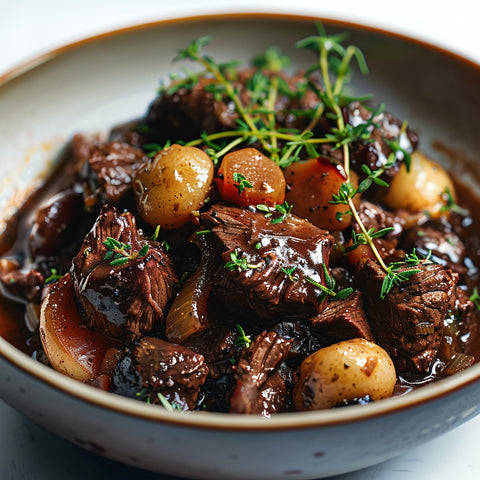 Beef Bourguignon With Velvet Mashed Potatoes, Chefs Salad, Mini Paris-Brest