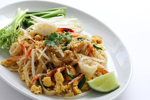 Thai Takeout: Chicken Pad Thai, Shrimp Spring Rolls & Thai Lime Tea