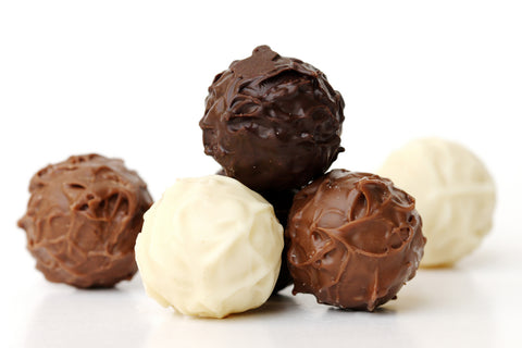 Chocolate Truffles: Milk Chocolate Hazelnut, Dark Chocolate, & White Chocolate Raspberry