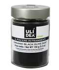 Jar of Uli Dea organic black olive dust on a white background