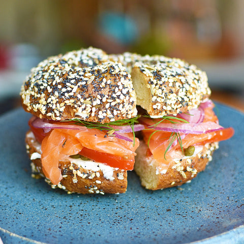 Homemade Bagels with Cream Cheese & Quick Lox